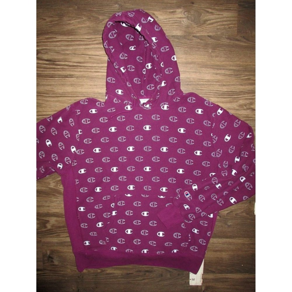 Champion Hoodie Reverse Weave Hoodie All Over Print Purple XL
